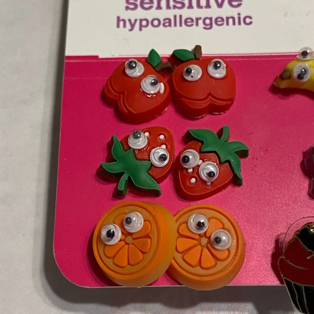 Justice nickel sensitive hypoallergenic fruit earrings (8) & cupcake earrings